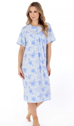 Slenderella 100% Cotton Floral Short Sleeve Nightdress